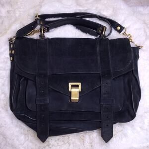 Proenza Shouler Black Suede PS1 Medium With Shoulder Strap